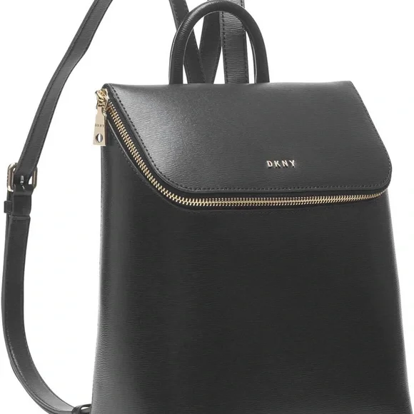 DKNY Bryant top zip Black Leather Backpack - Picture 8 of 8